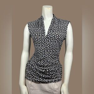 Vince Camuto Black and White Ruched  Blouse